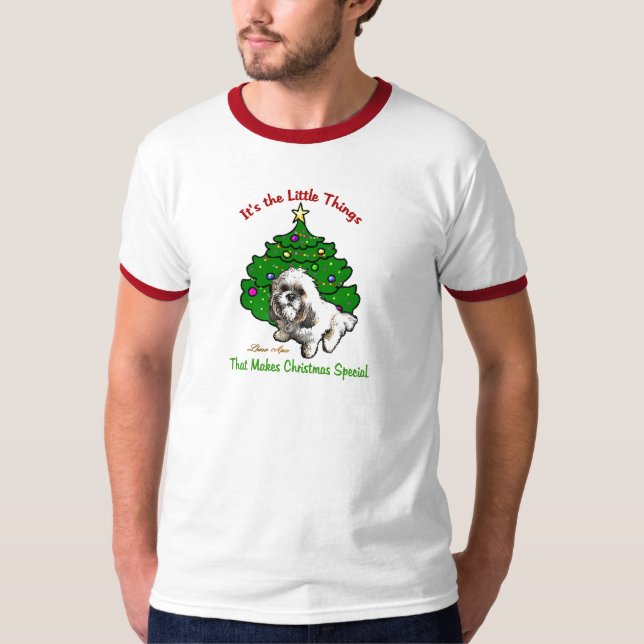 Camiseta Presentes de Natal de Lhasa Apso (Frente)