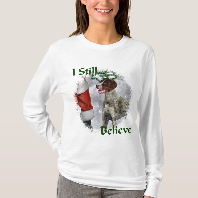 Camiseta Presentes de Natal de Ponteiro Alemão Curto (Frente)