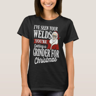 Camiseta Presentes de Natal de Soldador Eu Vi Seus Soldas E