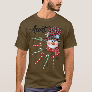 Camiseta Presentes de Natal de Tia Boneco de Neve Listrado