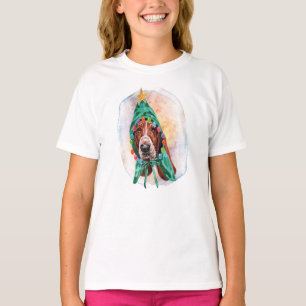 Camiseta Presentes de Natal do Basset Hound para Amantes de