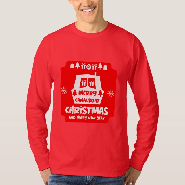 Camiseta Presentes de Natal do Canal Narrowboat (Frente)