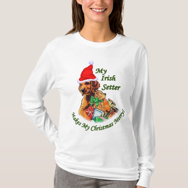 Camiseta Presentes de Natal do Setter Irlandês (Frente)