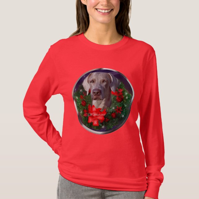 Camiseta Presentes de Natal do Weimaraner (Frente)