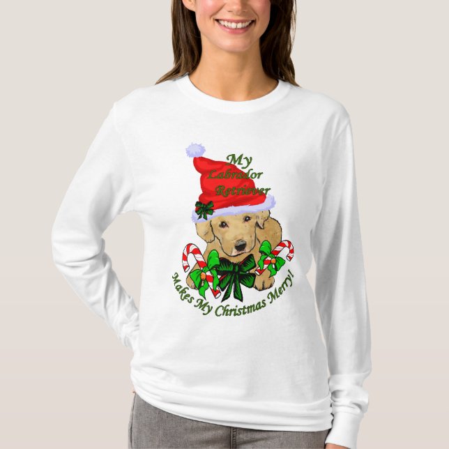 Camiseta Presentes de Natal do Yellow Labrador Retriever (Frente)