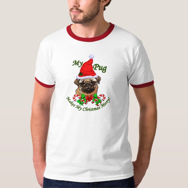 Camiseta Presentes de Natal dos Pug Amantes (Frente)