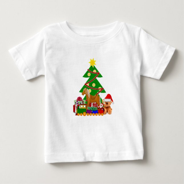 Camiseta Presentes de Natal Fofo debaixo da Árvore de Féria (Frente)