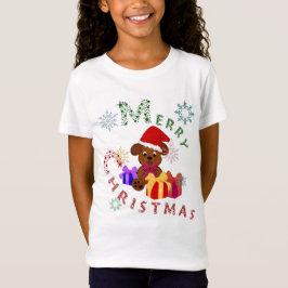 Camiseta Presentes de Natal Fofo e Flocos de Neve para Cach