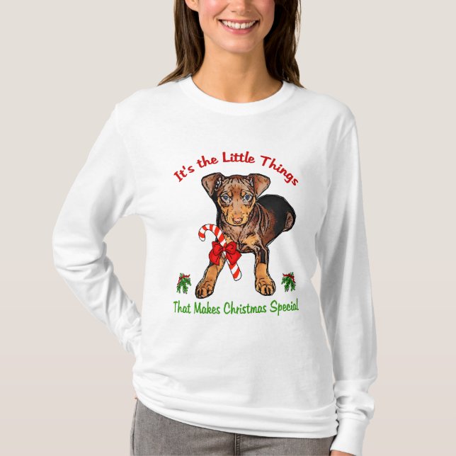 Camiseta Presentes de Natal Miniatura Pinscher (Frente)