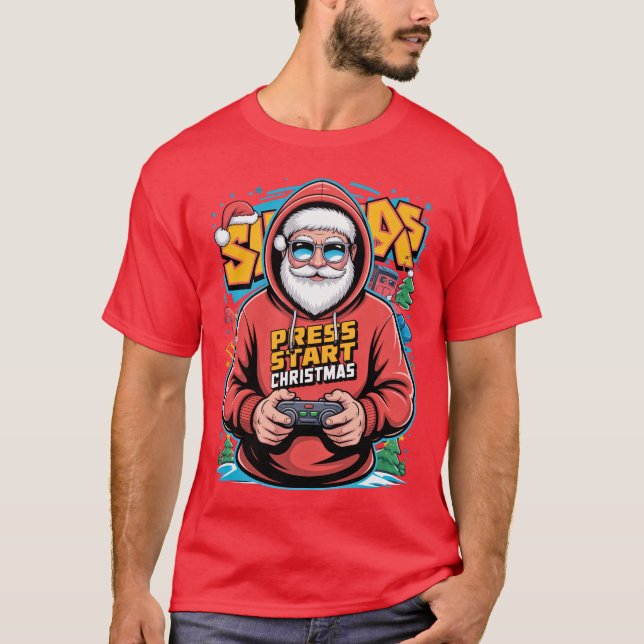 Camiseta Presentes de Natal para Amantes de Consoles de Jog (Frente)