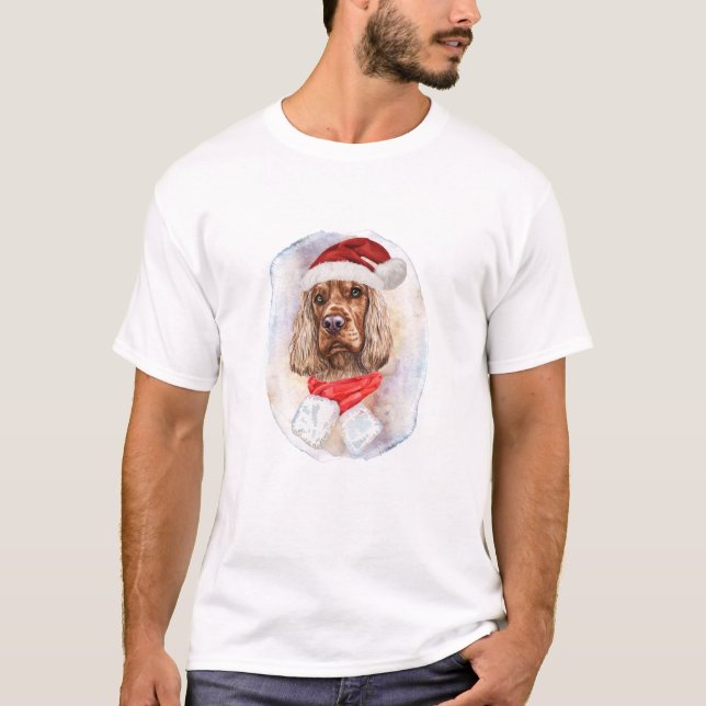 Camiseta Presentes de Natal para Cocker Spaniel Inglês para (Frente)