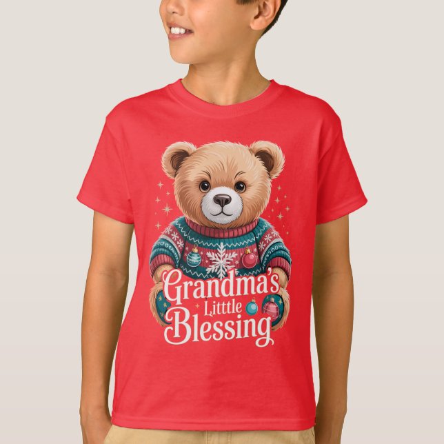 Camiseta Presentes de Natal para Netos - Bênção da Vovó (Frente)