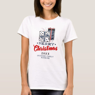 Camiseta Presentes de Natal Personalizado Texto Vermelho Az