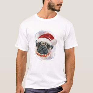 Camiseta Presentes de Natal Pug Para Amantes de Cachorros