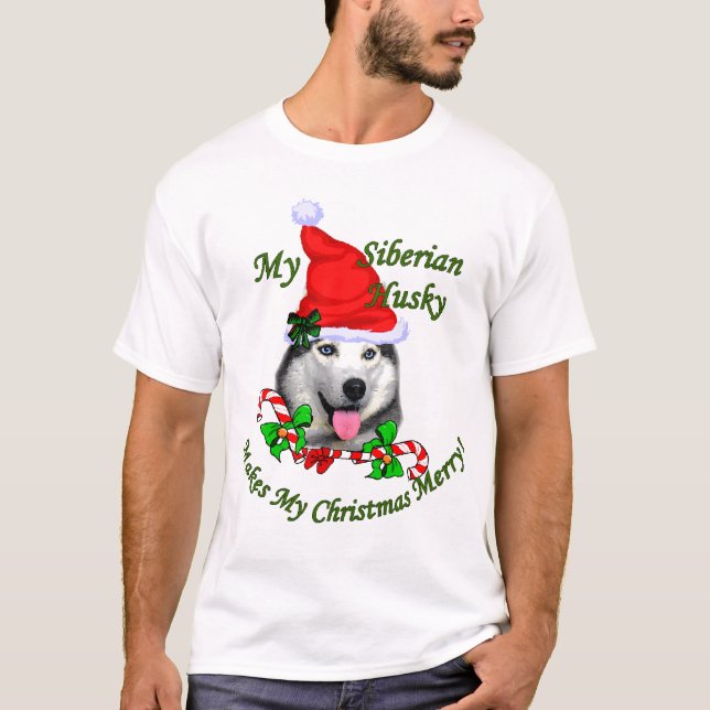 Camiseta Presentes de Natal Siberianos Husky (Frente)