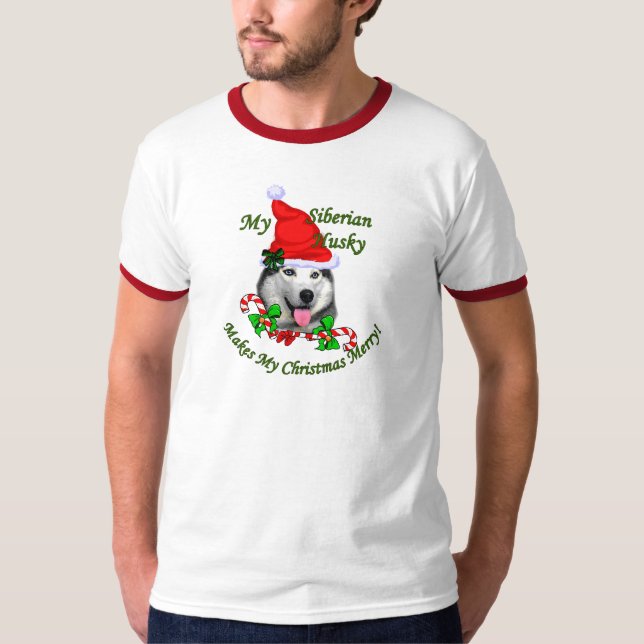 Camiseta Presentes de Natal Siberianos Husky (Frente)