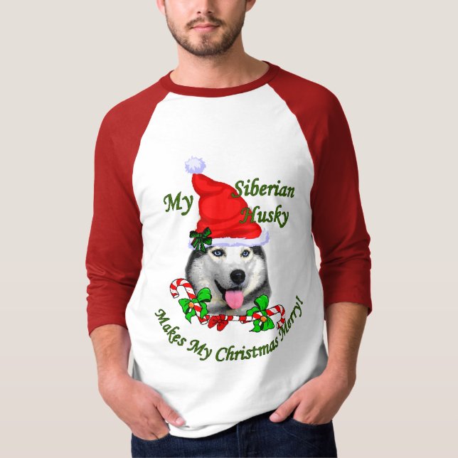 Camiseta Presentes de Natal Siberianos Husky (Frente)