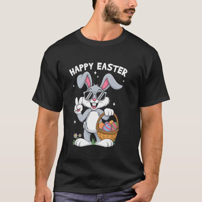 Camiseta Presentes de Páscoa Coelho Paz Cesto de Páscoa Rou (Frente)