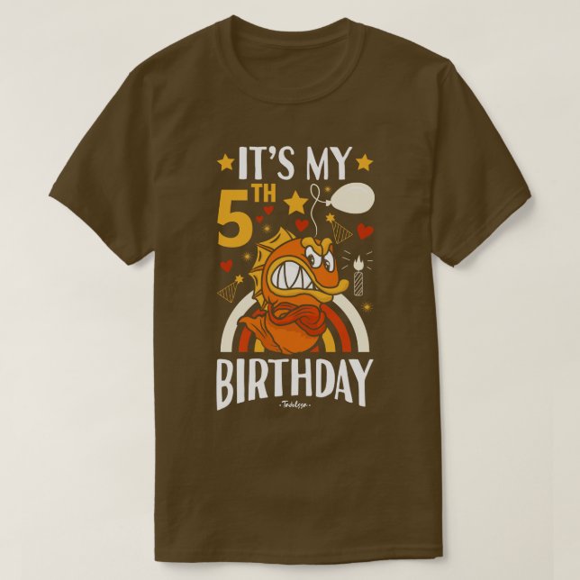 Camiseta Presentes de Peixe de Aniversário de 5 (Frente do Design)