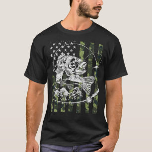 Camiseta Presentes de pesca da bandeira americana camuflada