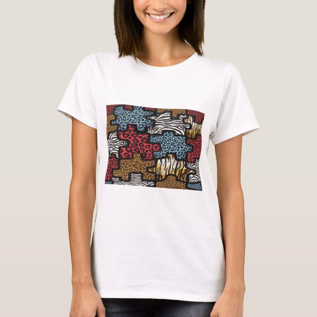 Camiseta Presentes de Quebra-cabeça-Impressão de-zebra-zebr (Frente)