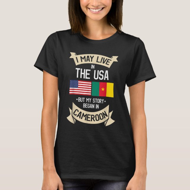 Camiseta Presentes de Raízes Camarões americanos Flag EUA C (Frente)