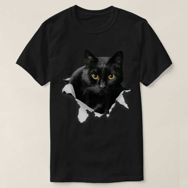 Camiseta Presentes De Roupa De Gato Preto Para Lover De Gat (Frente do Design)