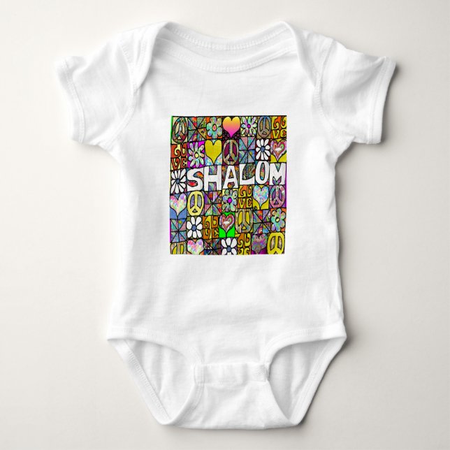 Camiseta Presentes de Roupa de LOVE Psicodélico com Shalom  (Frente)