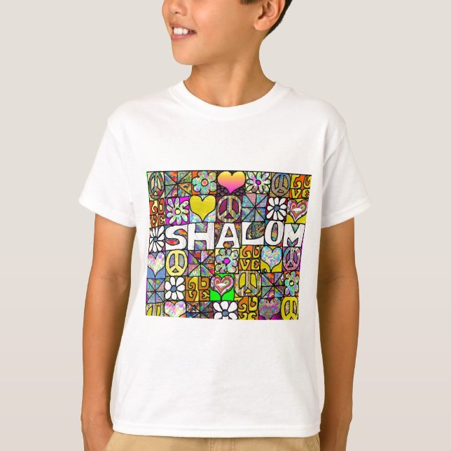 Camiseta Presentes de Roupa de LOVE Psicodélico com Shalom  (Frente)