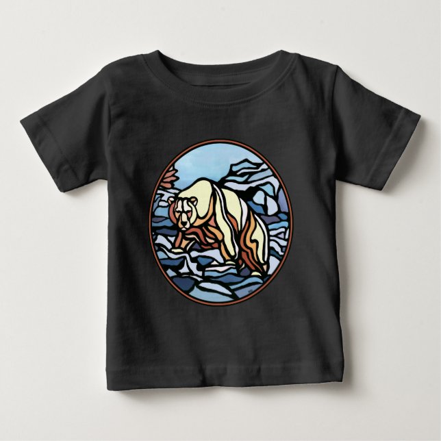 Camiseta Presentes de Urso Tribal Bebê Creeper Urso Polar B (Frente)