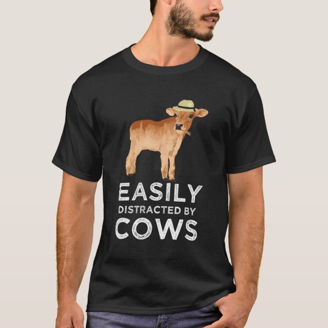 Camiseta Presentes De Vaca Para Mulheres Meninas Cute Facil (Frente)