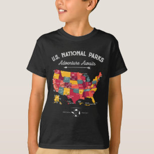Camiseta Presentes do Mapa dos 62 Parques Nacionais Us Park