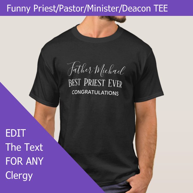 Camiseta Presentes do Padre Pastor Clergy - Personalizados  (Criador carregado)