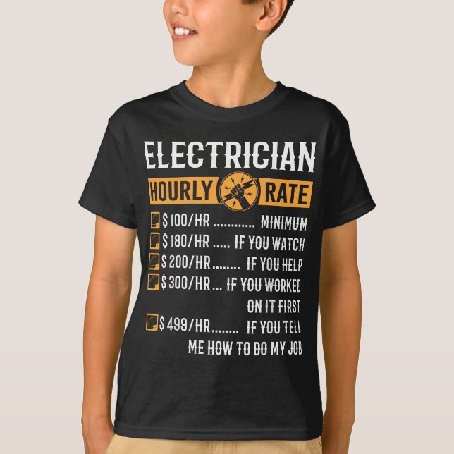 Camiseta Presentes Eletrônicos Engraçados - Taxa Horária El (Frente)