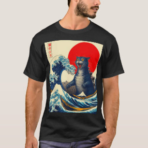 Camiseta Presentes engraçados de gatos arte japonesa Catzil