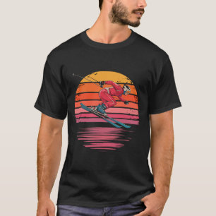Camiseta Presentes Esportes Pôr do Sol Vintage Esqui Downhi