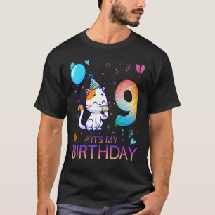 Camiseta Presentes Fofo Gato 9 Anos Presentes de Aniversári