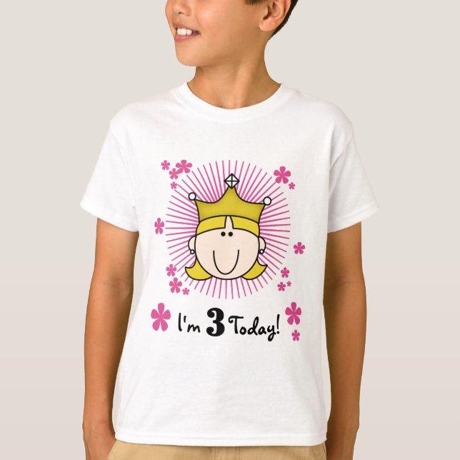 Camiseta & presentes louros do aniversário de 3 (Frente)