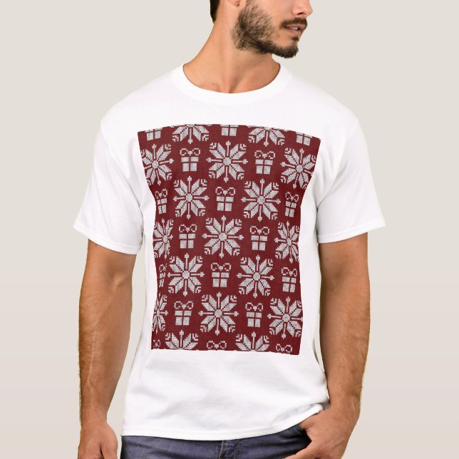 Camiseta Presentes: Padrão De Inverno Vintage. (Frente)