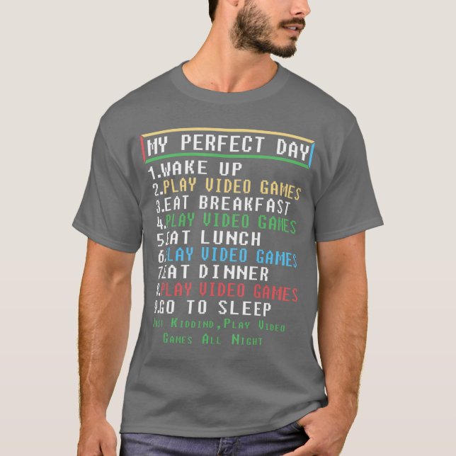 Camiseta Presentes para Gamer Dia Perfeito para Rapazes Jog (Frente)