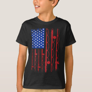 Camiseta Presentes Patrióticos De Pesca Da Bandeira Dos EUA