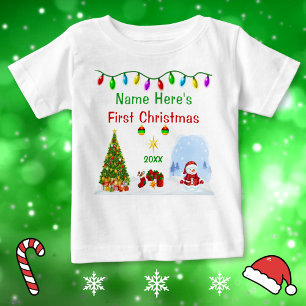 Camiseta Presentes Personalizados de Primeiro Natal do Bebê