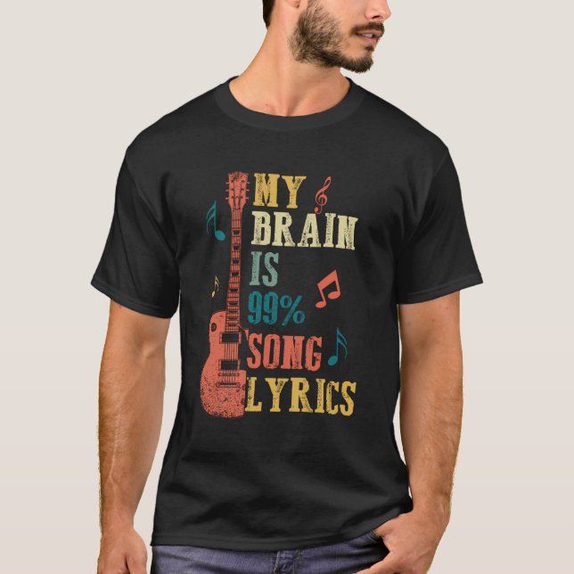 Camiseta Presentes Sobre Música - Meu Cérebro É 99 Música M (Frente)