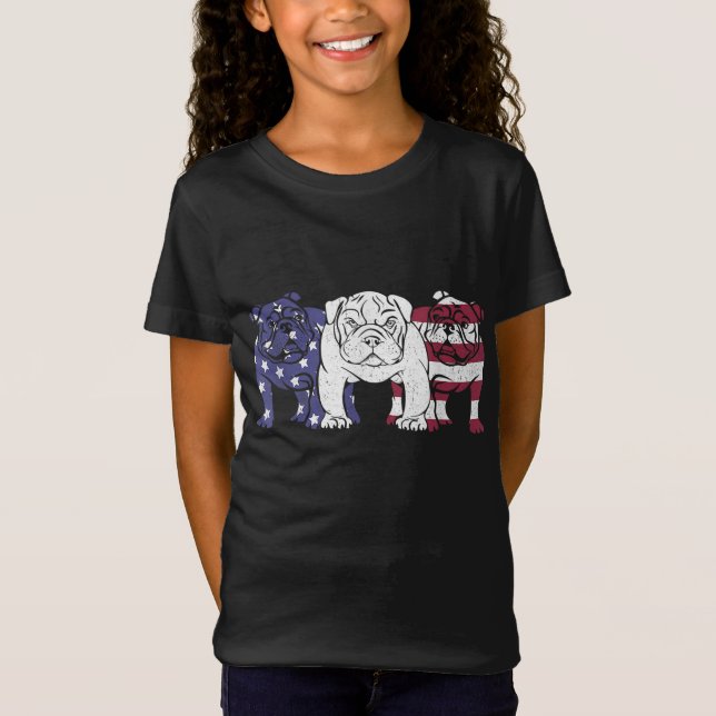 Camiseta Presentes únicos de bandeiras americanas do Bulldo (Frente)