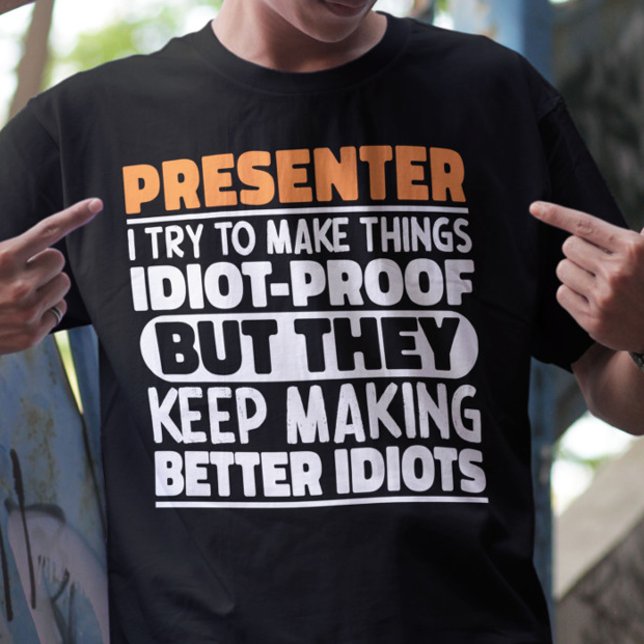 Camiseta Presentor, Tento Fazer Coisas Engraçadas (Criador carregado)