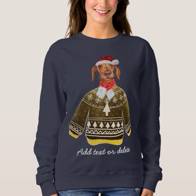 Camiseta Presépio de Natal Dachshund Mãe de Cachorro Feio d (Frente)
