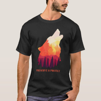 Camiseta Preservação e proteção dos lobos e do pólvora