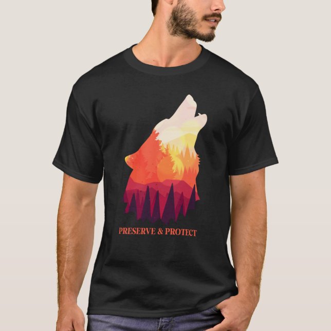 Camiseta Preservação e proteção dos lobos e do pólvora (Frente)