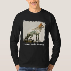 Camiseta Preservar e proteger o lobo retr do Parque Naciona