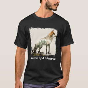 Camiseta Preservar e proteger o lobo retr do Parque Naciona